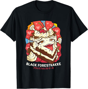 Funny Naughty Foodie Pun Kawaii Black Forestkakke Japanese T-Shirt - T-Shirt | Black