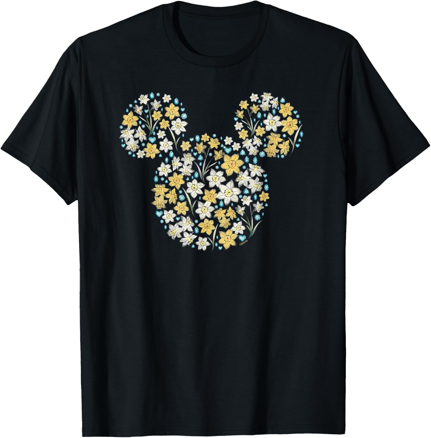 Disney Mickey Mouse March Birth Month Birthstone & Flowers T-Shirt - T-Shirt | Black