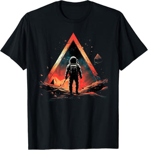 Funny Astronaut With Planets In Solar System Spaceman T-Shirt - T-Shirt | Black