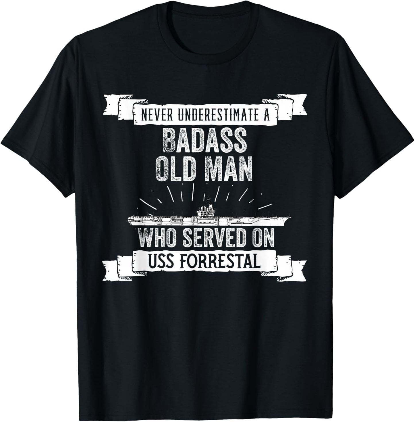United States Military Aircraft Carrier Designs Never Underestimate USS Forrestal CV-59 Aircraft Carrier T-Shirt - T-Shirt | Black
