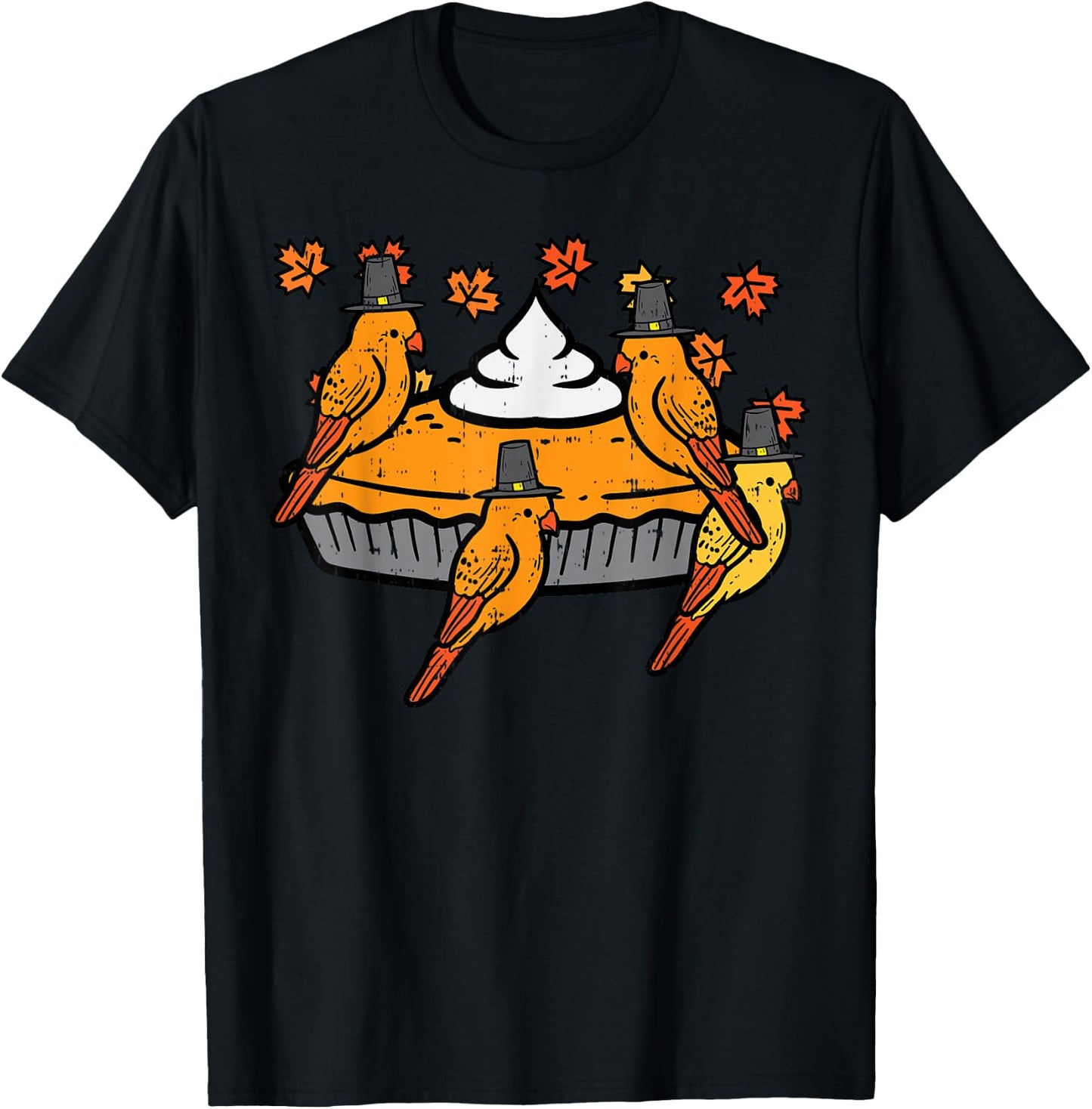 Thanksgiving Birds Pumpkin Pie Cute Fall Men Women Kids T-Shirt - T-Shirt | Black