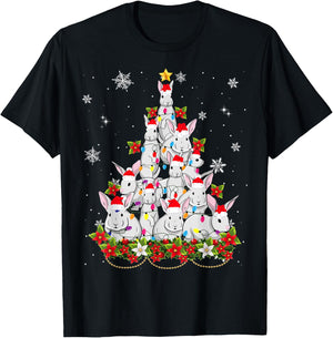 Santa Rabbit Bunny Christmas Tree Ornament Decor Gifts T-Shirt - T-Shirt | Black