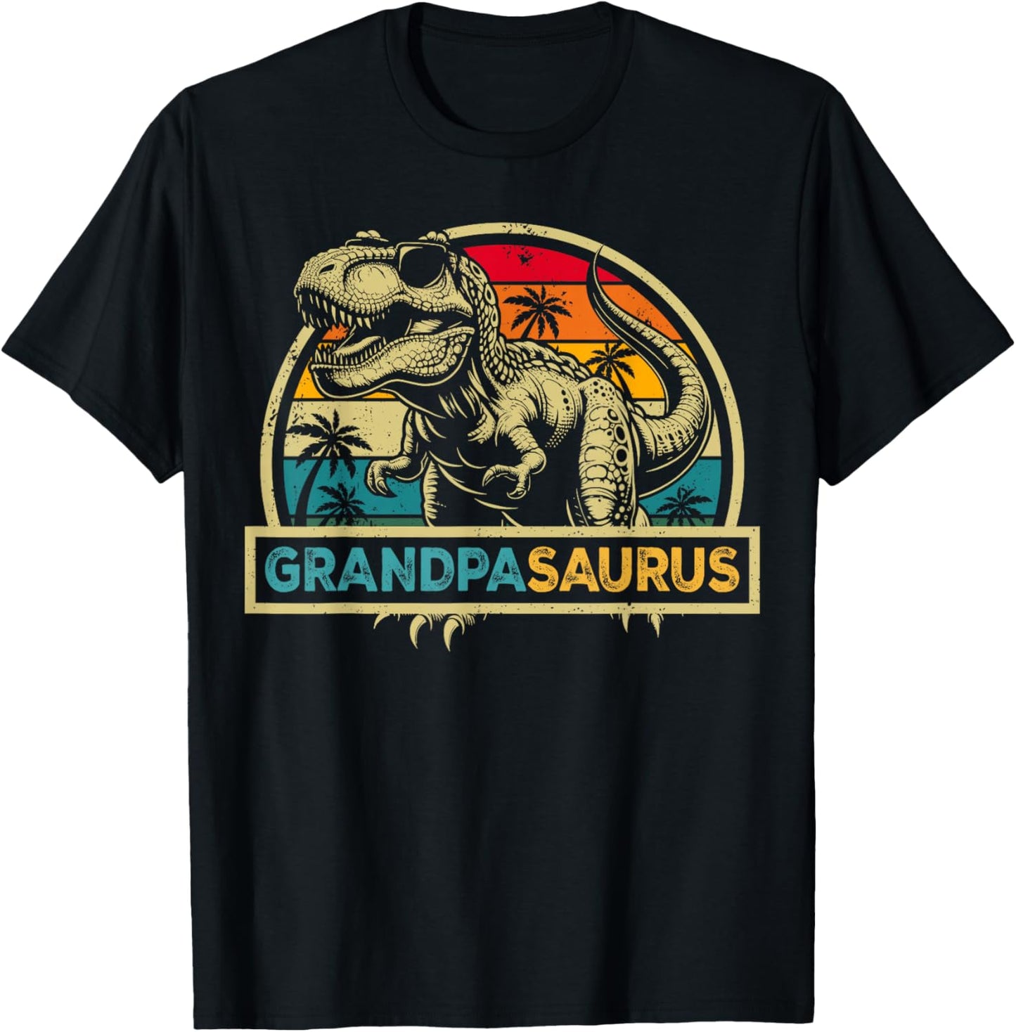 Grandpasaurus T Rex Dinosaur Grandpa Saurus Family Matching T-Shirt - T-Shirt | Black