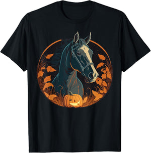 Pumpkin Horse costume on Horse Halloween T-Shirt - T-Shirt | Black