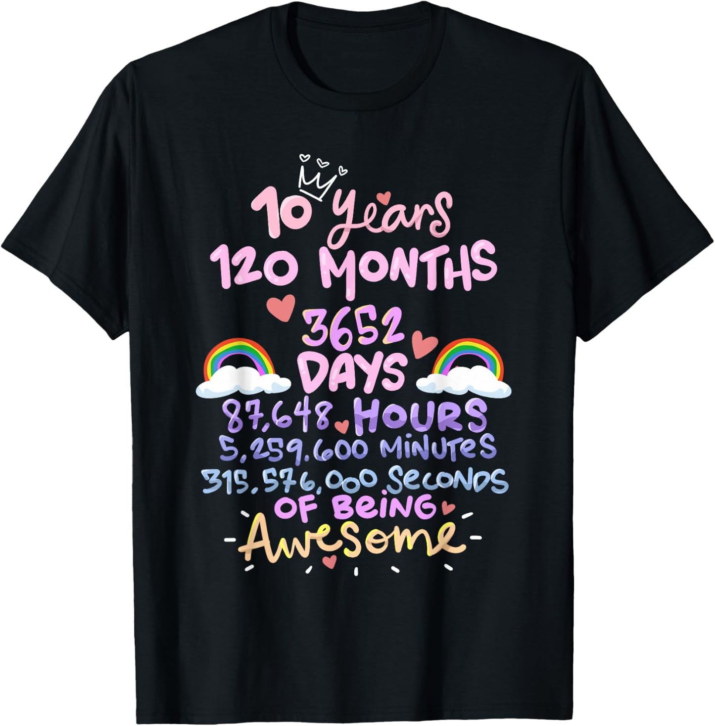 10 Years 120 Months Birthday T-Shirt - T-Shirt | Black