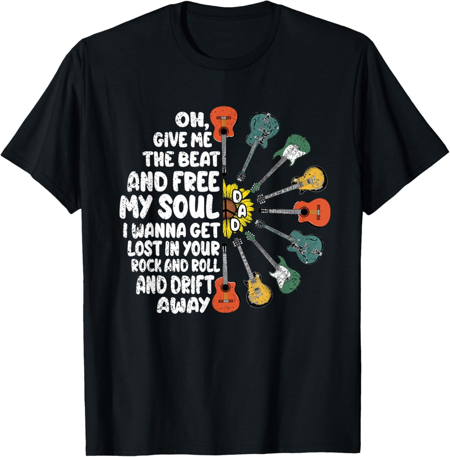 Guitar Player Dad Fathers Day Guitarist Musician Papa Men T-Shirt - T-Shirt | Black