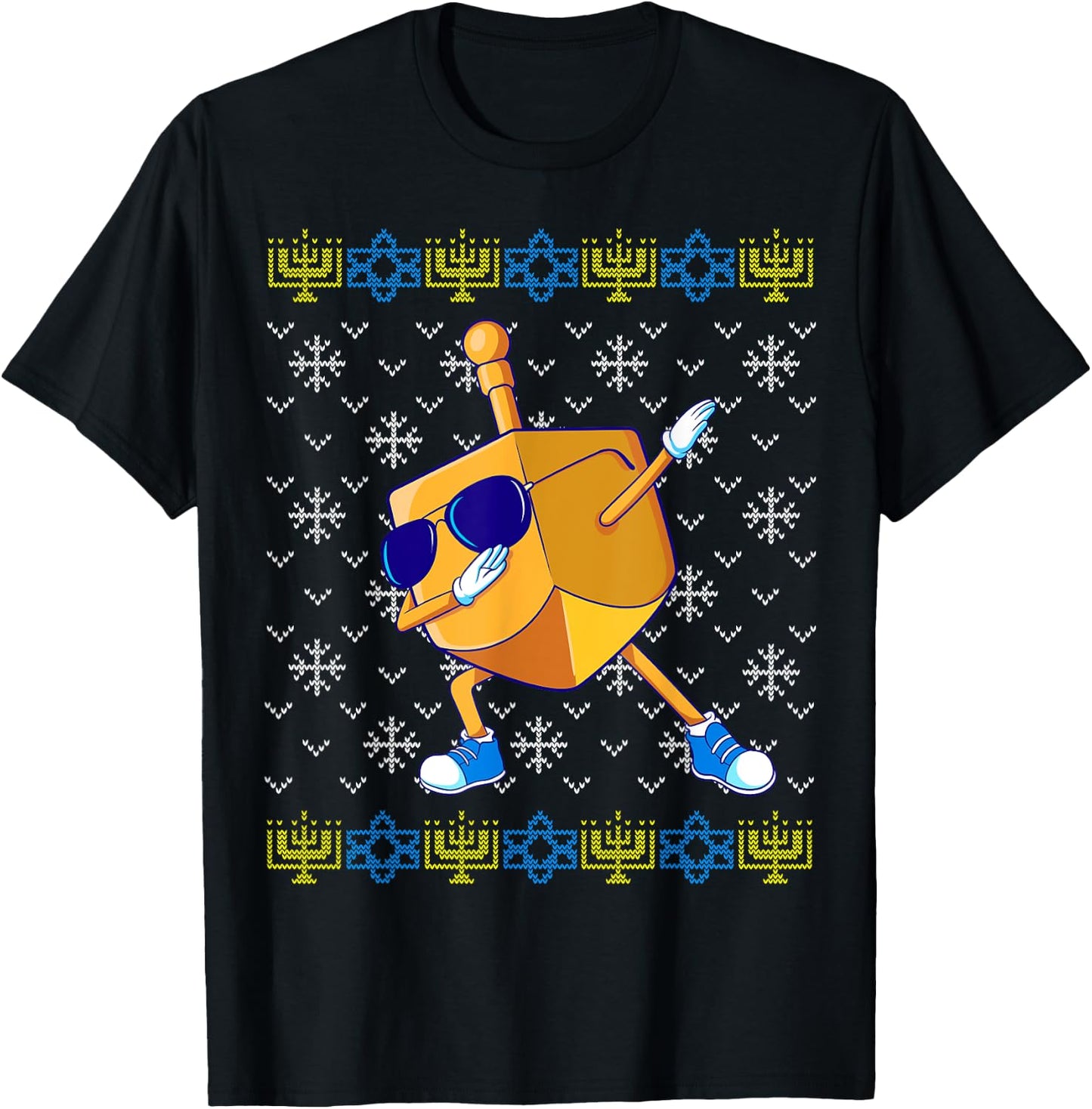 Dabbing Dreidel Ugly Hanukkah Sweater Xmas Chanukah Gift T-Shirt - T-Shirt | Black