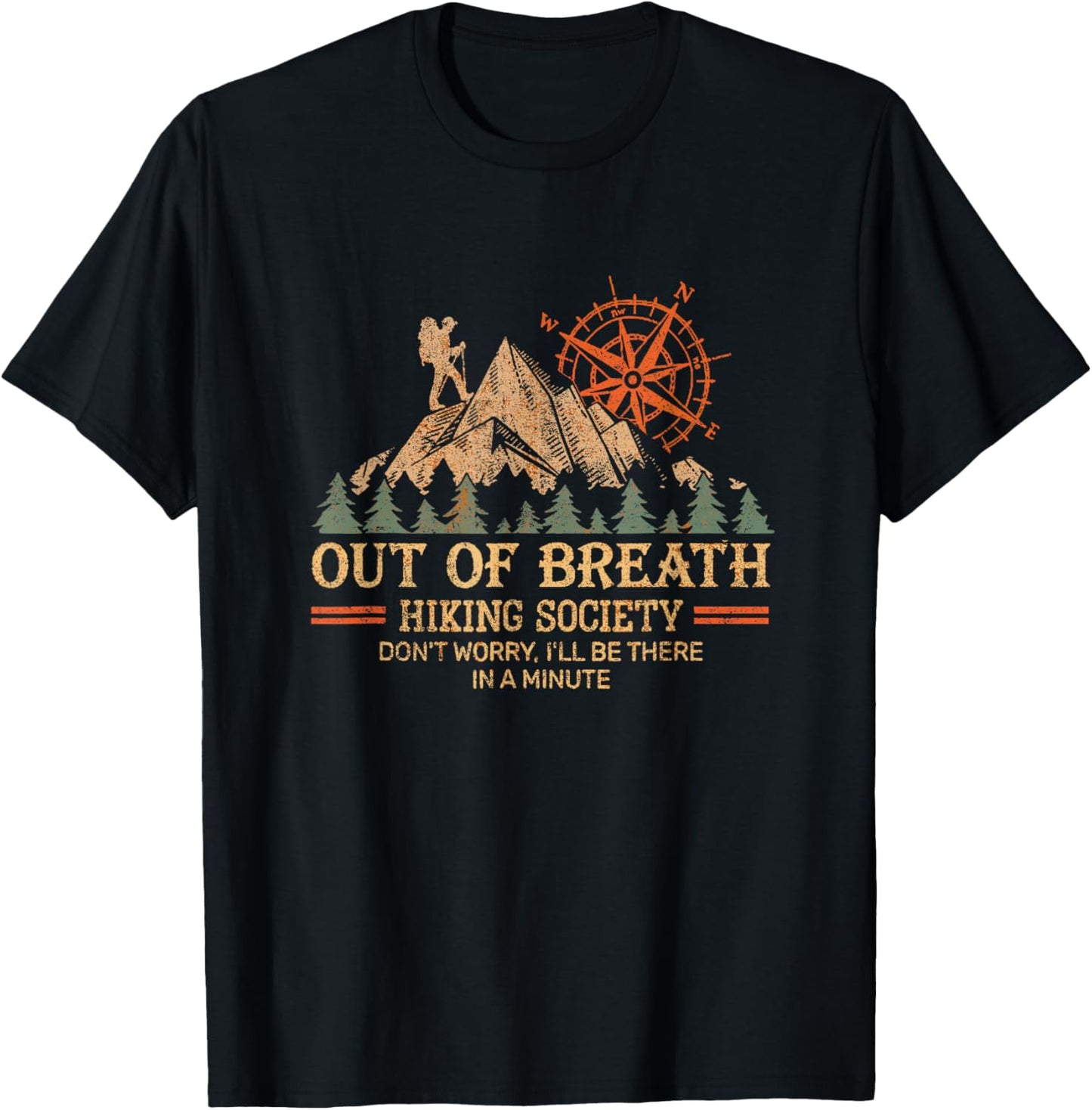 Out of Breath Hiking Society Women Hiker Nature Love T-Shirt - T-Shirt | Black