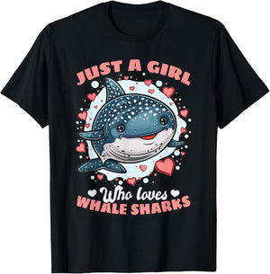 Funny Whale Shark Animal Just A Girl Who Loves Whale Sharks T-Shirt - T-Shirt | Black