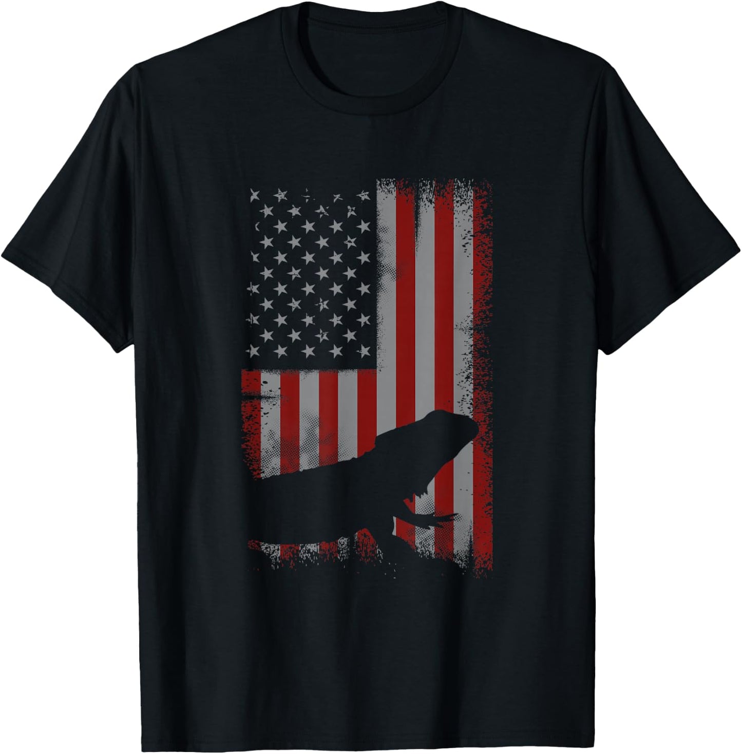 Retro American Flag Bearded Dragon Dad Lizard Lover Gift T-Shirt - T-Shirt | Black