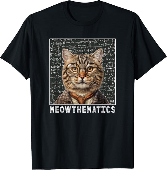 Only Laughs Apparel Meowthematics Cat Math Teacher T-Shirt - T-Shirt | Black