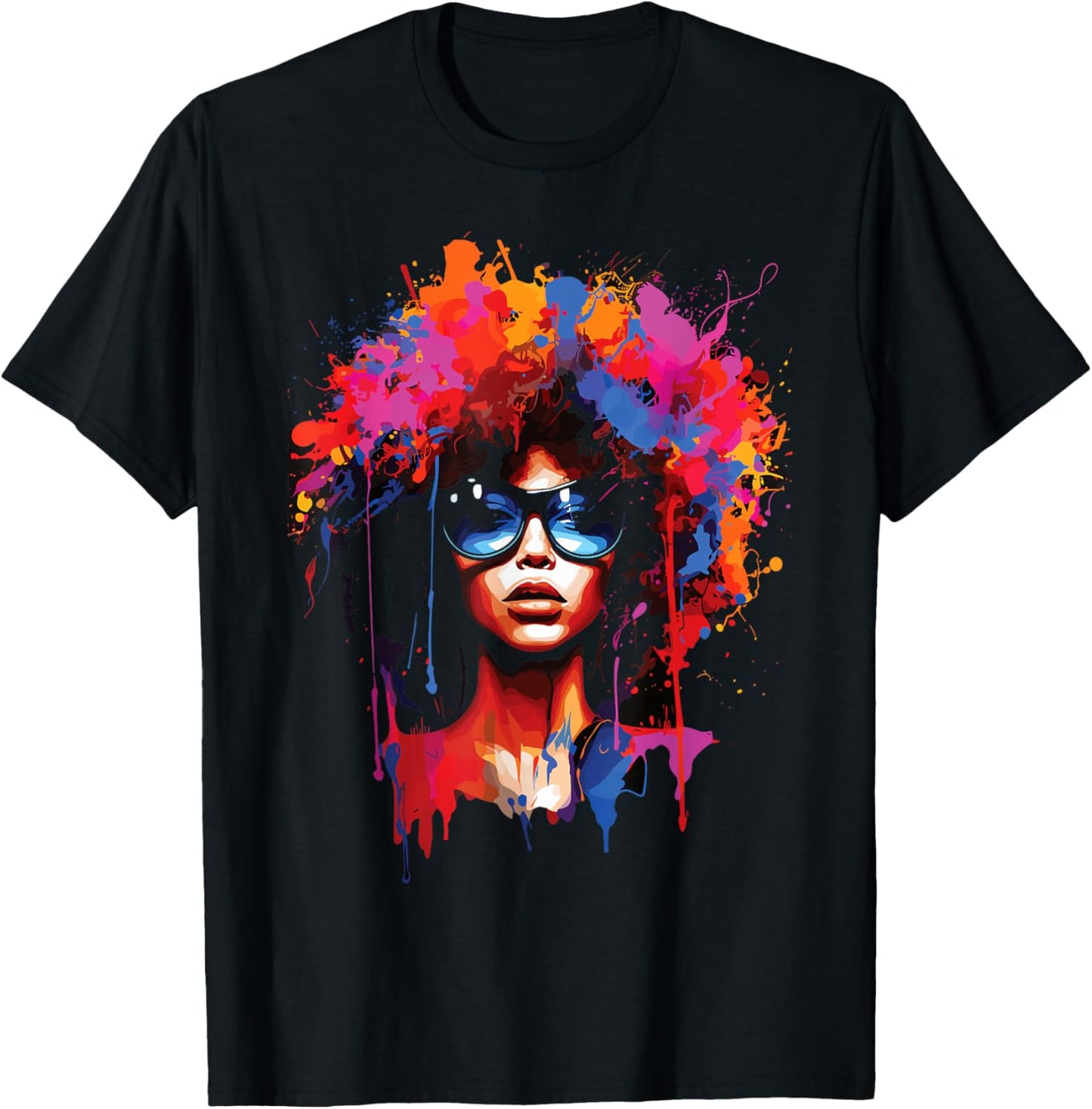 Black Queen Dripping Afro Melanin Juneteenth T-Shirt - T-Shirt | Black