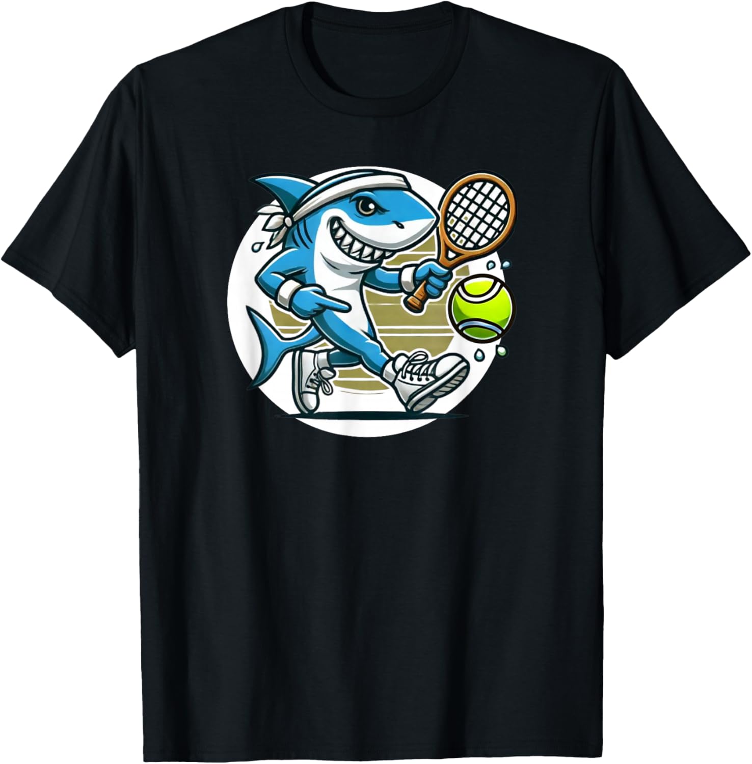Tennis Skark Playing Tennis T-Shirt - T-Shirt | Black