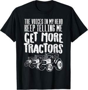 Voices In My Head Get More Tractors Farm Truck Farmer Gift T-Shirt - T-Shirt | Black
