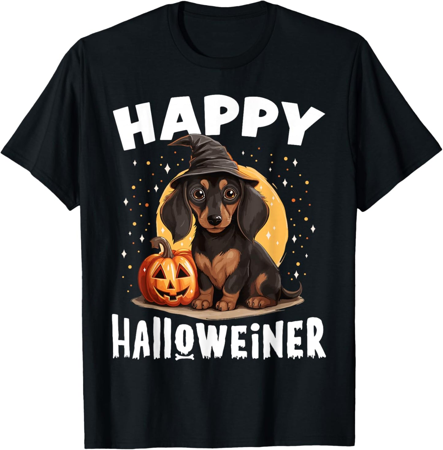 Happy Halloweiner Funny Halloween Costume Dachshund Dog T-Shirt - T-Shirt | Black
