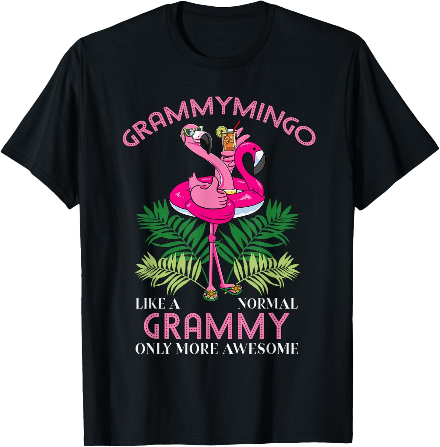 Grammymingo Grammy Flamingo Lover Grandma Grandmother Gramma T-Shirt - T-Shirt | Black