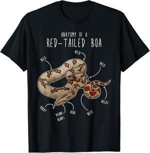 Red-Tailed Boa Snake Anatomy, Funny Cute Pet Reptile Mom Dad T-Shirt - T-Shirt | Black