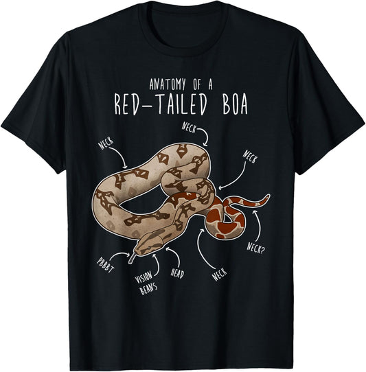 Red-Tailed Boa Snake Anatomy, Funny Cute Pet Reptile Mom Dad T-Shirt - T-Shirt | Black