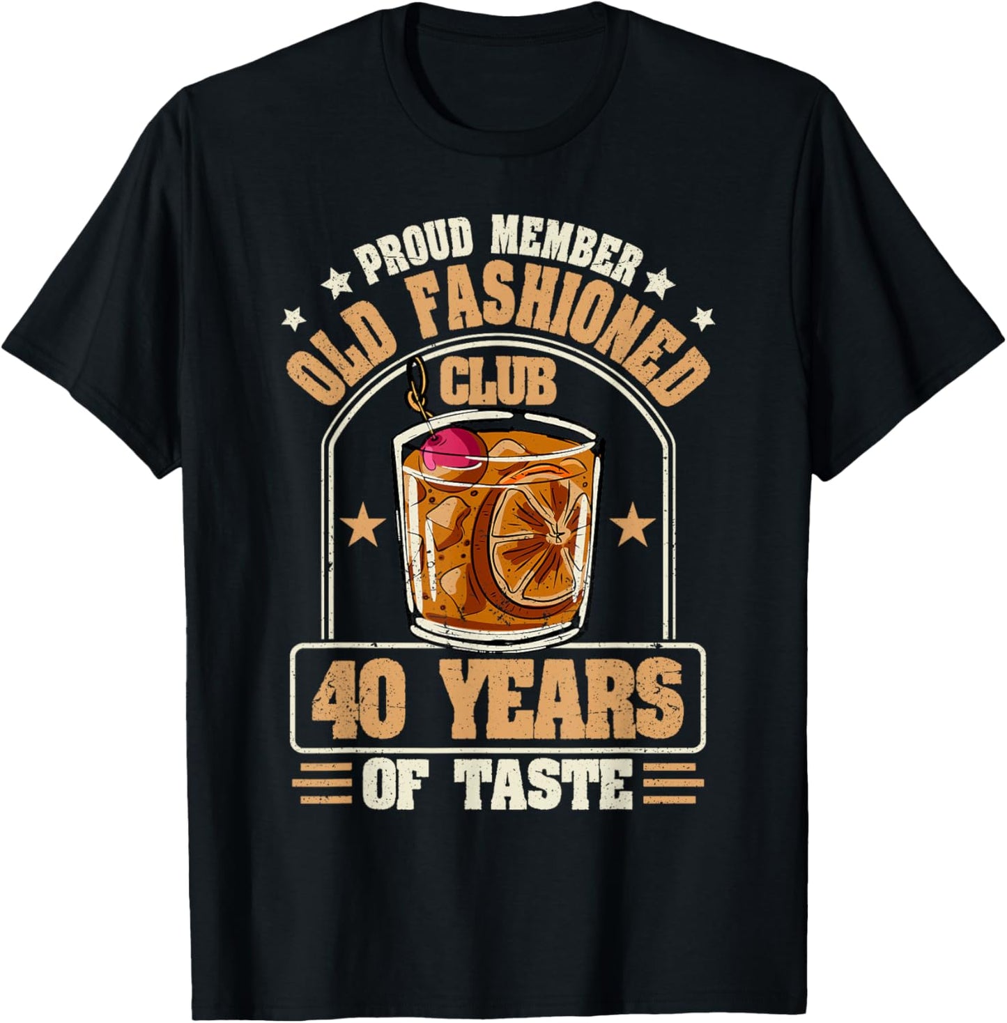 40 Years Old Fashioned Whiskey Cocktail 40th Birthday T-Shirt - T-Shirt | Black