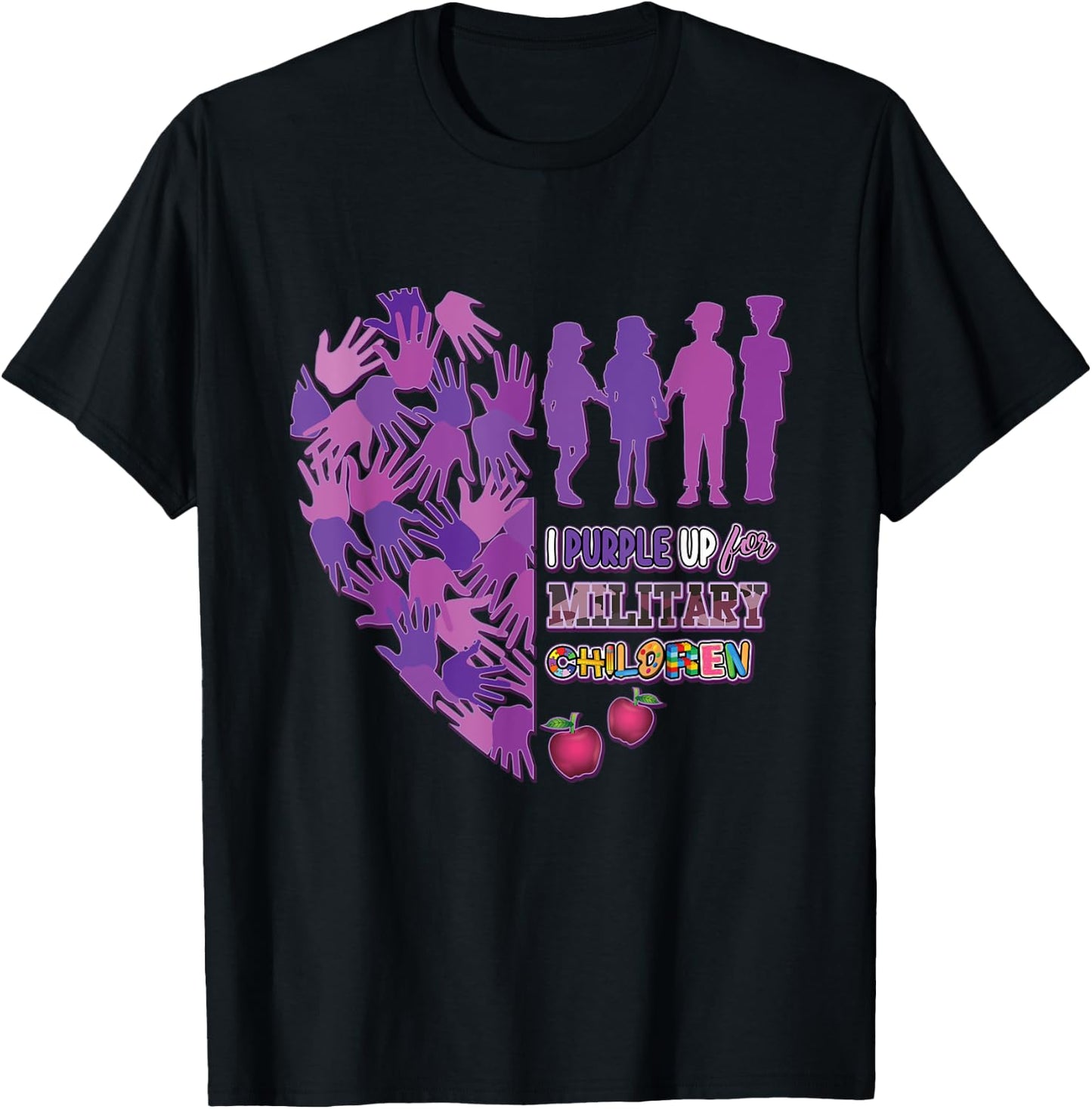 Military Child Shirt Purple Up for Military Kids Month Women T-Shirt - T-Shirt | Black