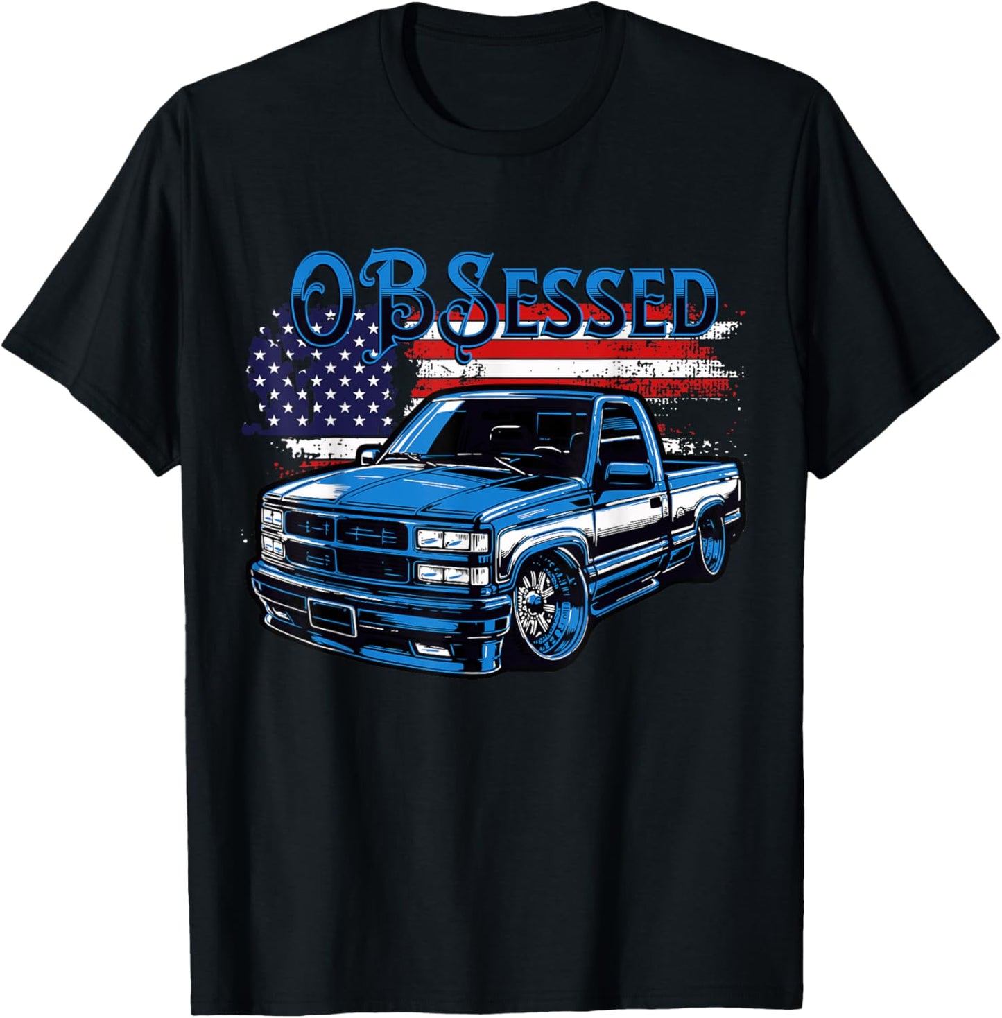OBS Pickup Truck Slammed Old Body Style Custom Classic Truck T-Shirt - T-Shirt | Black