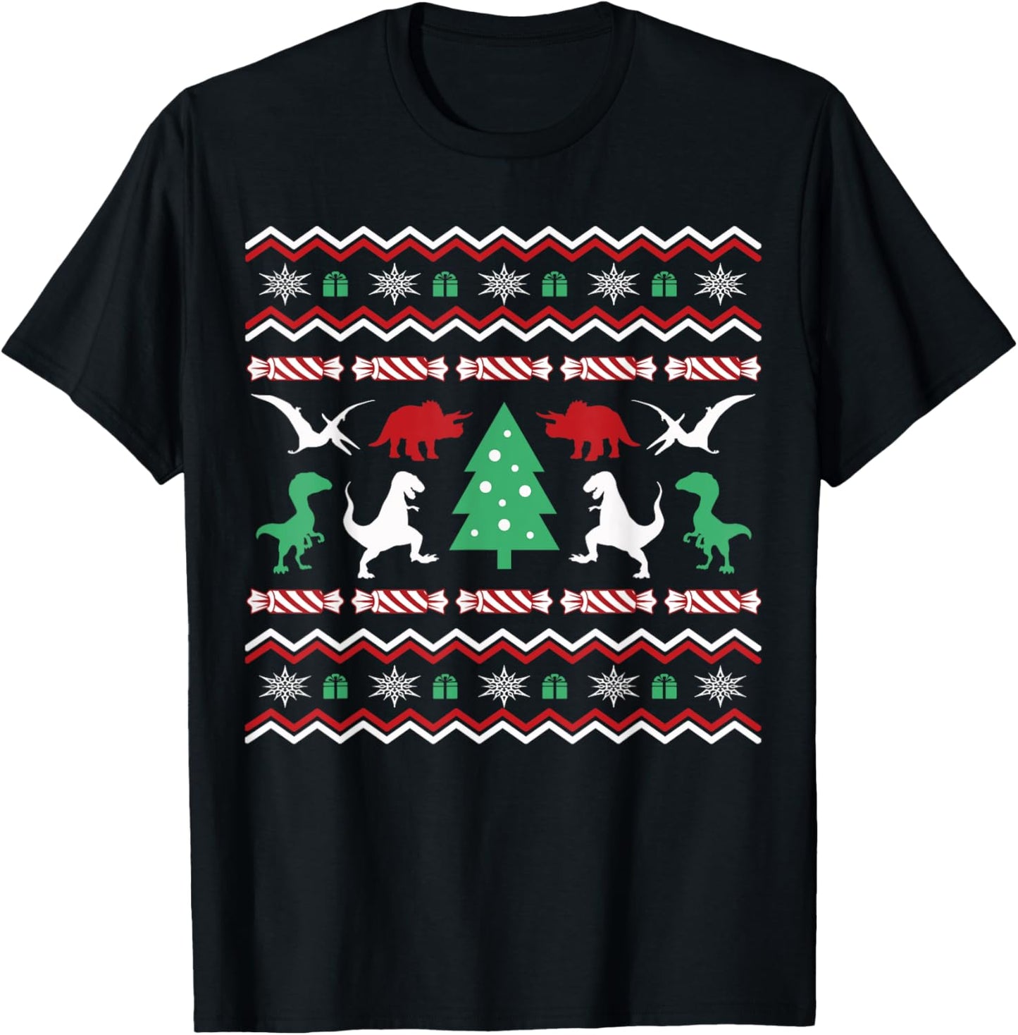 Trex Ugly Christmas Sweater Kid Dinosaur Lover Holiday Xmas T-Shirt - T-Shirt | Black