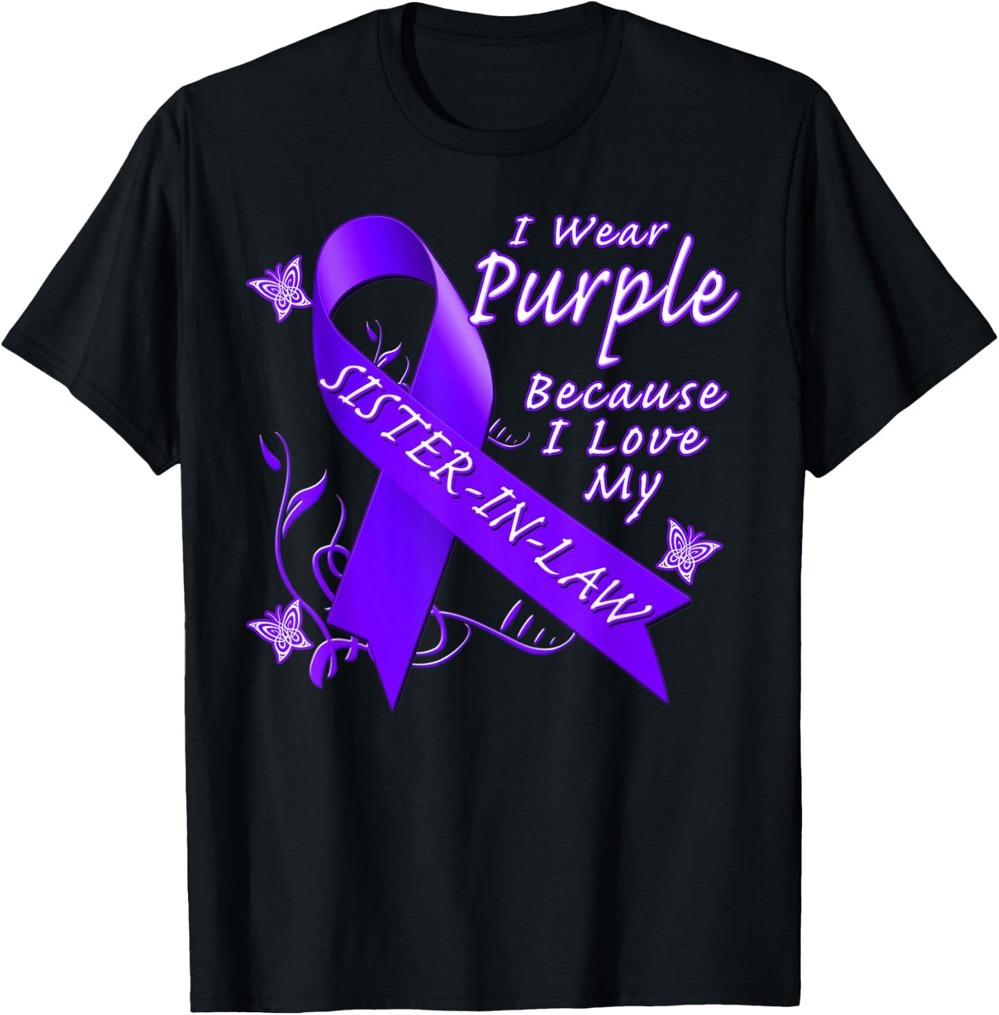 Alzheimer's Awareness Sister In Law Purple Ribbon T-Shirt - T-Shirt | Black