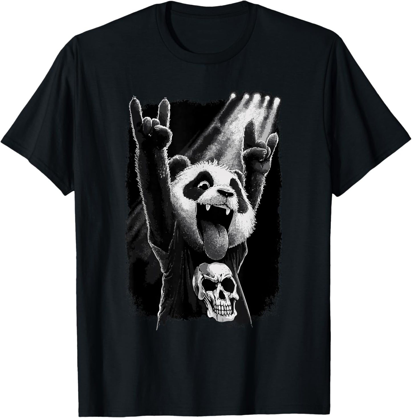 Rock Panda Skull On Stage Concert T-Shirt - T-Shirt | Black
