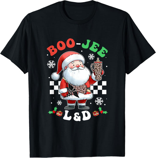 Groovy Bougie L&D Santa Christmas Matching Nurse Scrub Women T-Shirt - T-Shirt | Black
