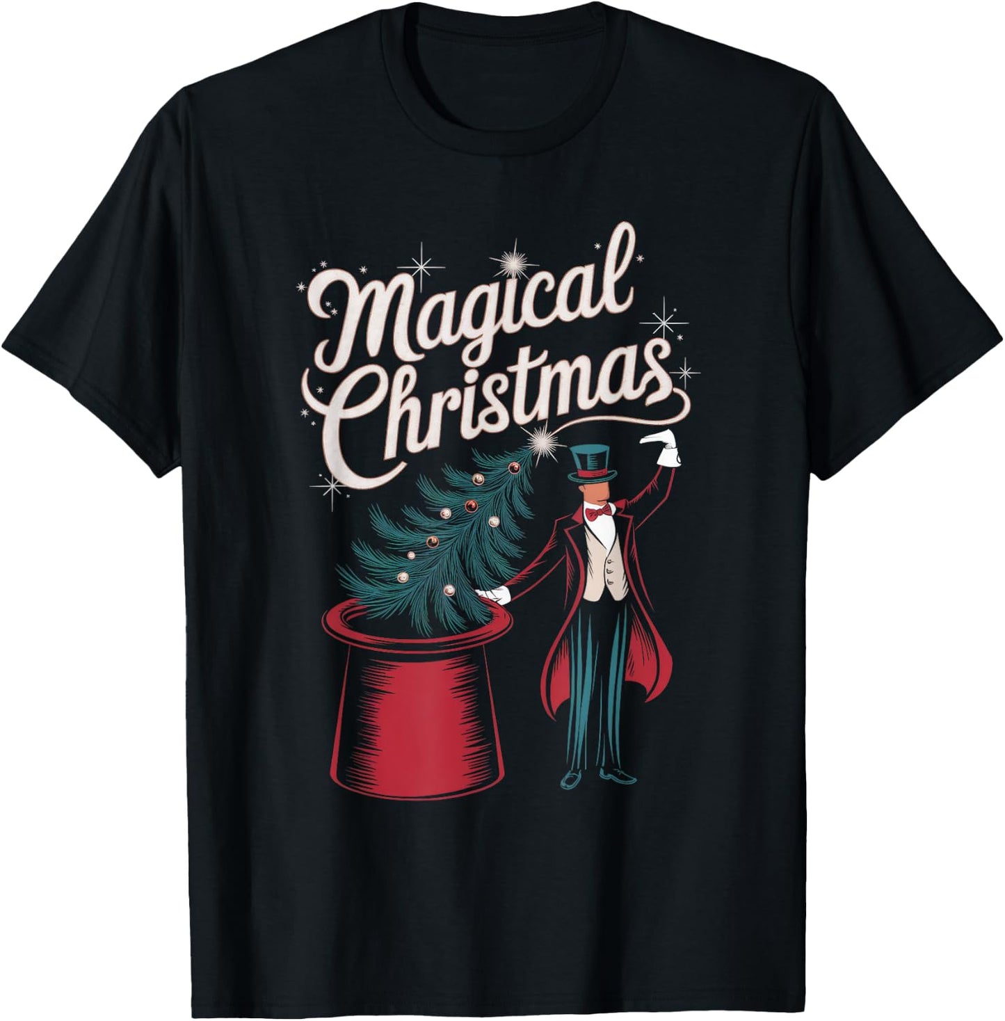 Magical Christmas Funny Xmas Holiday Celebration Magic Tree T-Shirt - T-Shirt | Black