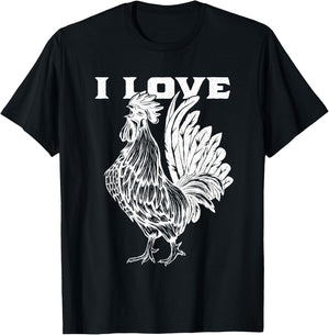 Funny I Love Cock Rooster Lover I Love Roosters T-Shirt - T-Shirt | Black