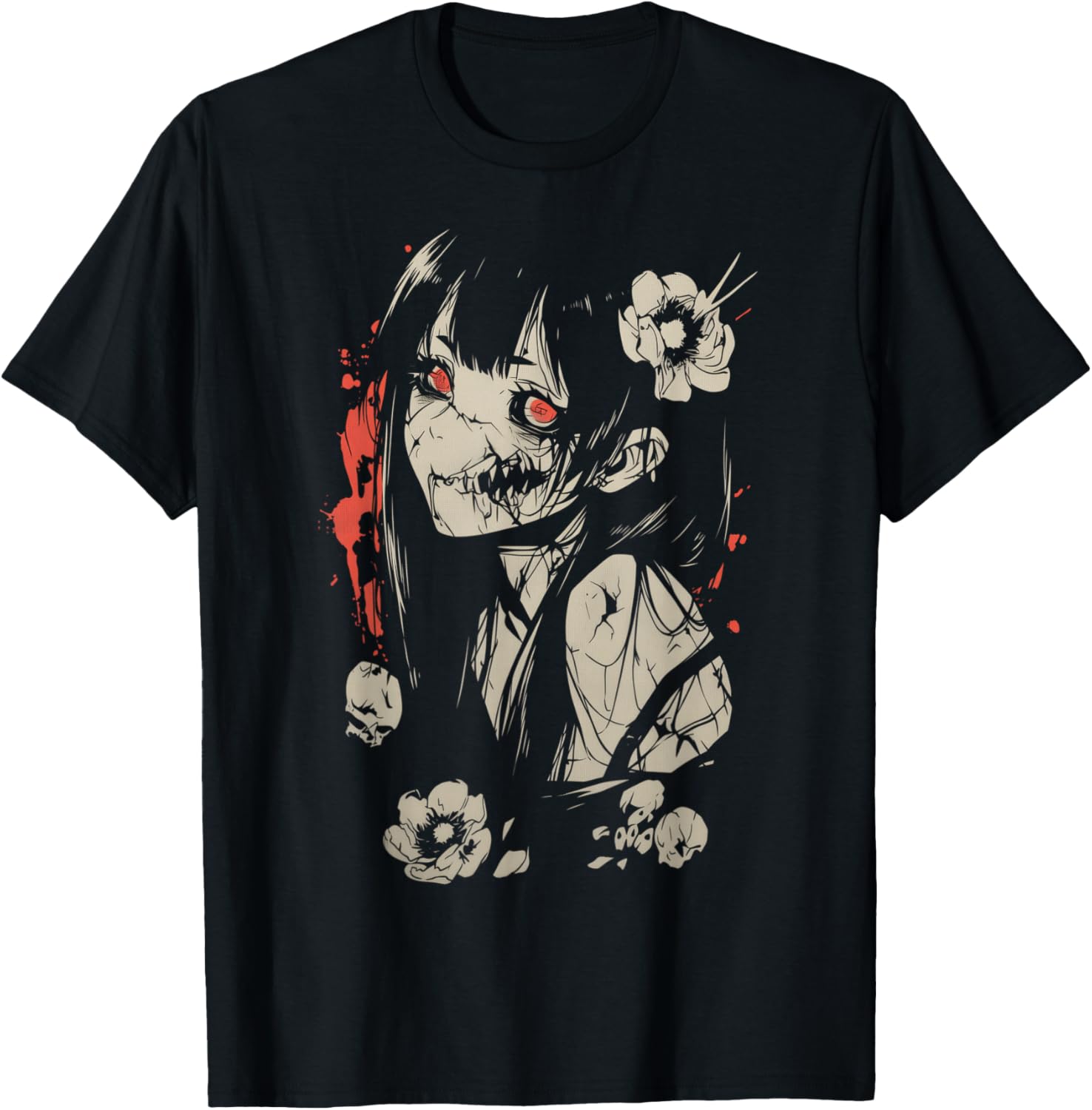 Horror Anime Manga | Japan Japanese Creepy Kawaii Goth T-Shirt - T-Shirt | Black