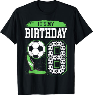 It's My 8th Soccer Birthday Party 8th Birthday Boy Soccer T-Shirt - T-Shirt | Black