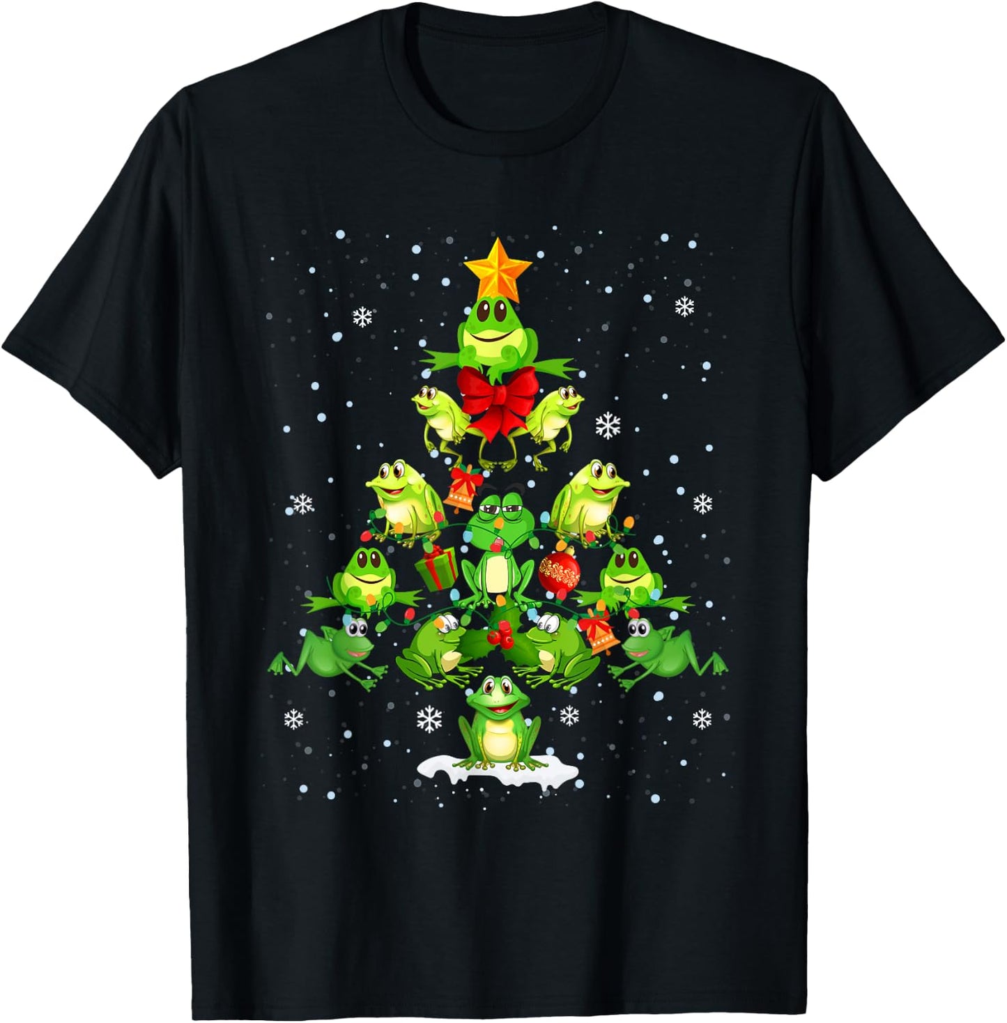 Cute Frog Christmas Tree Gift Decor Xmas Tree T-Shirt - T-Shirt | Black