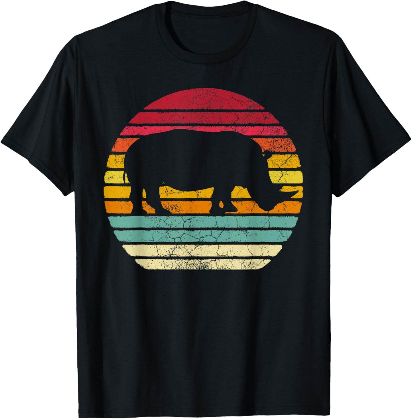 Rhinoceros Rhino Retro Style Vintage Men Women Classic Gift T-Shirt - T-Shirt | Black