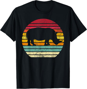 Rhinoceros Rhino Retro Style Vintage Men Women Classic Gift T-Shirt - T-Shirt | Black