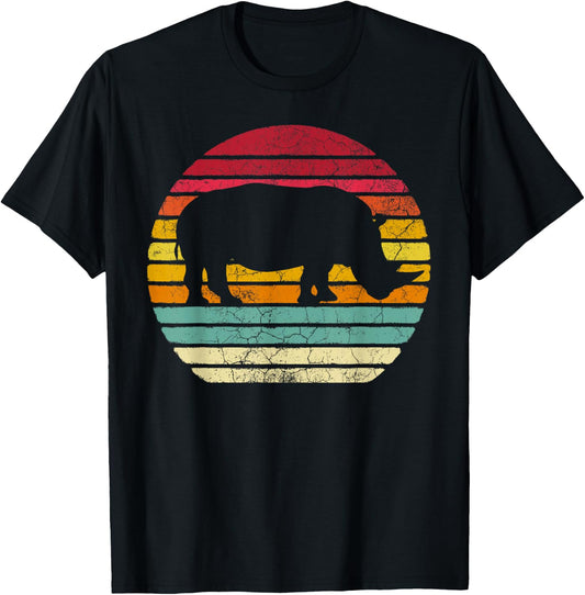 Rhinoceros Rhino Retro Style Vintage Men Women Classic Gift T-Shirt - T-Shirt | Black