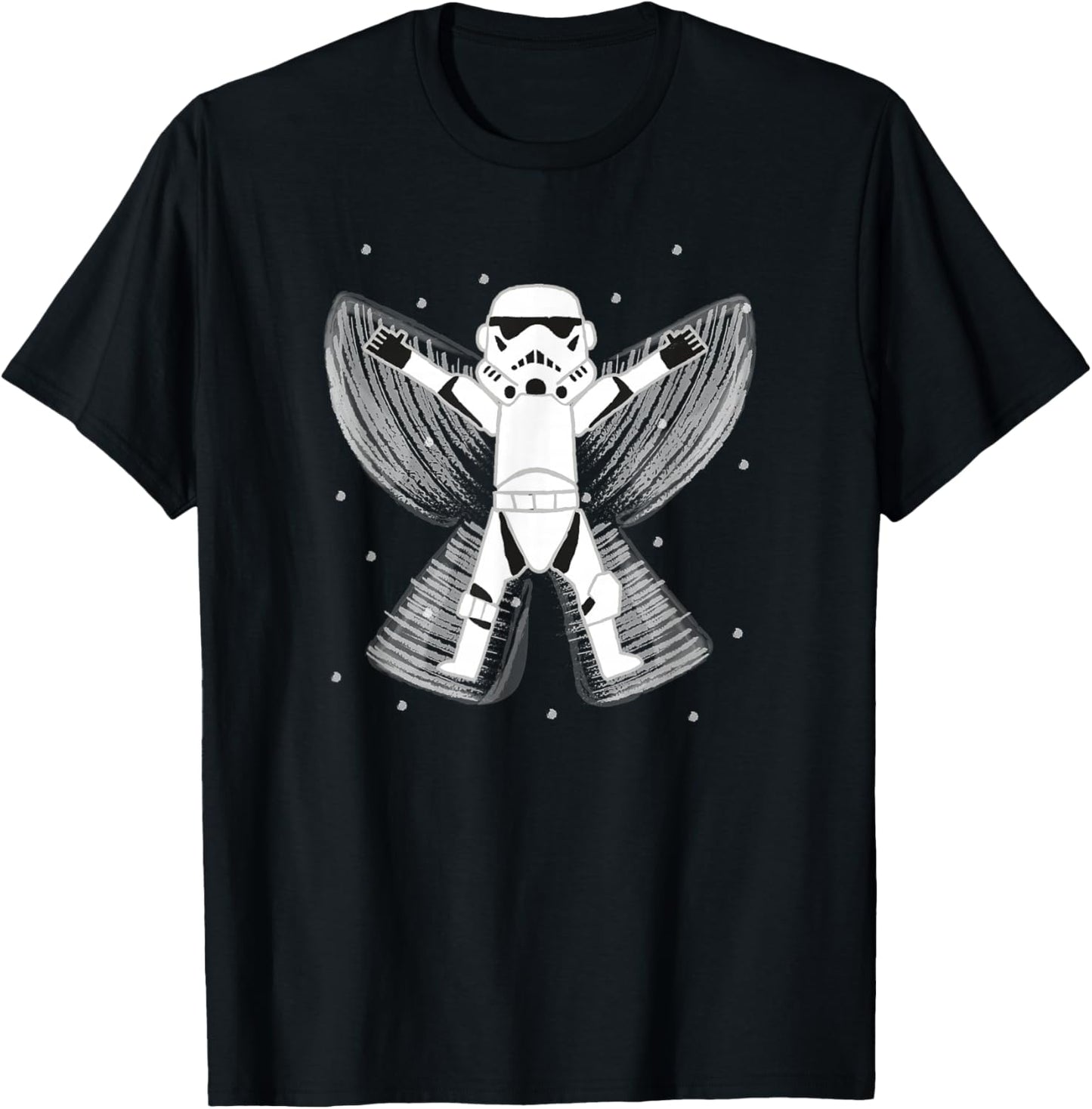 Star Wars Classic Christmas Cartoon Stormtrooper Snow Angel T-Shirt - T-Shirt | Black