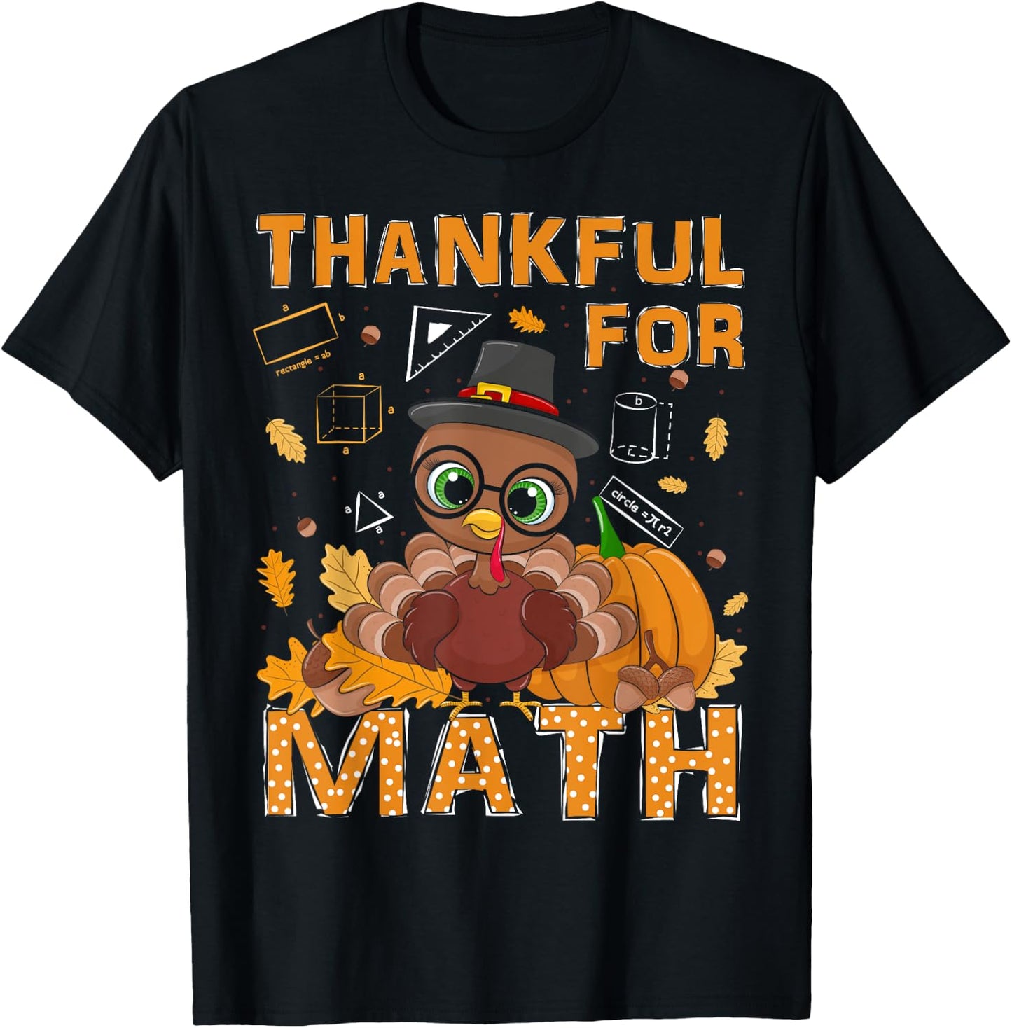 Thankful Math Turkey Teacher Happy Thanksgiving T-Shirt - T-Shirt | Black