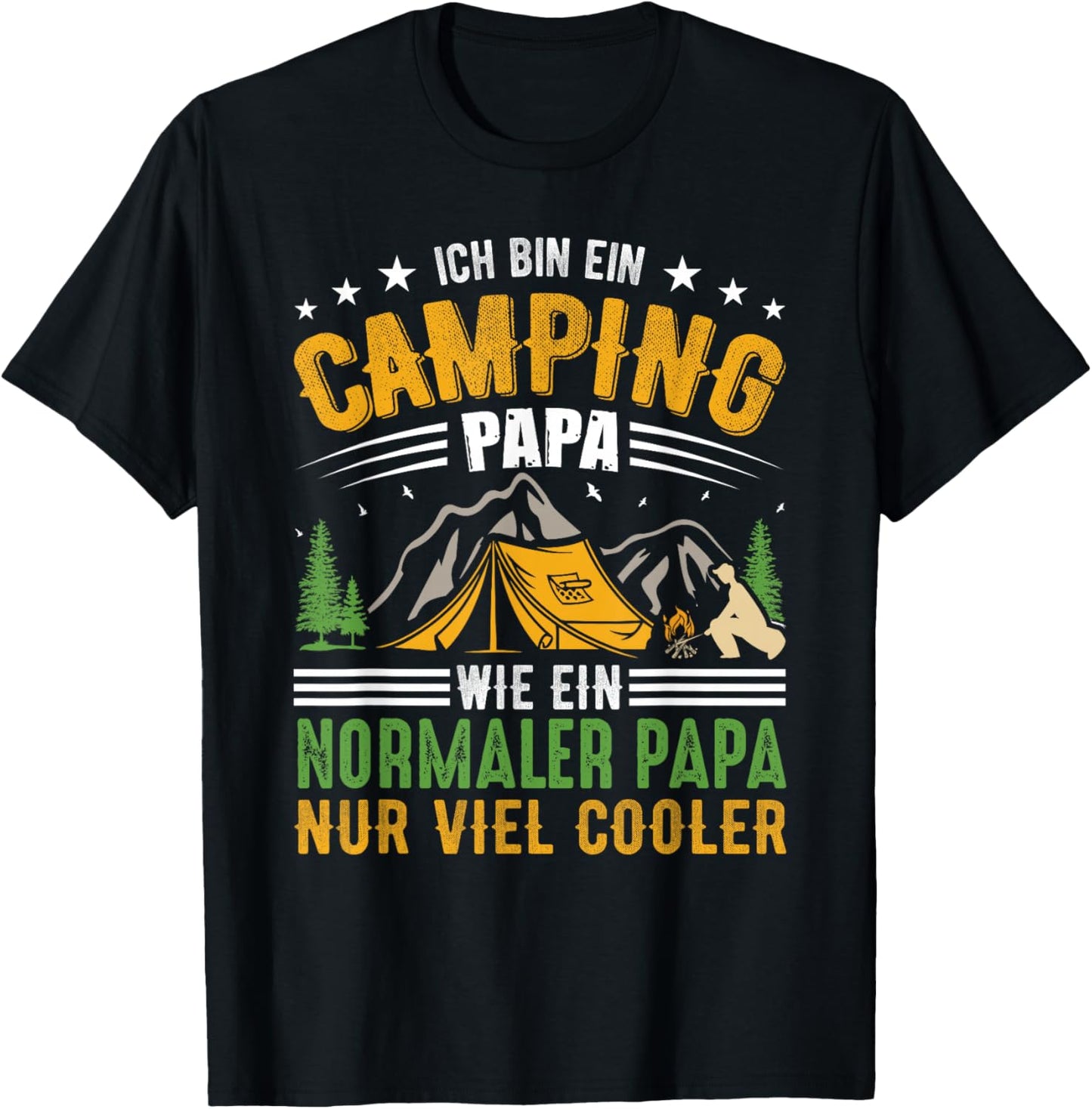 Outdoor Outfit Camping Papa Zelt Wandern Zelten Vatertag T-Shirt - T-Shirt | Black