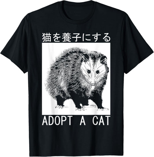 Vintage Adopt A Cat Possum Japanese Opossum Women T-Shirt - T-Shirt | Black