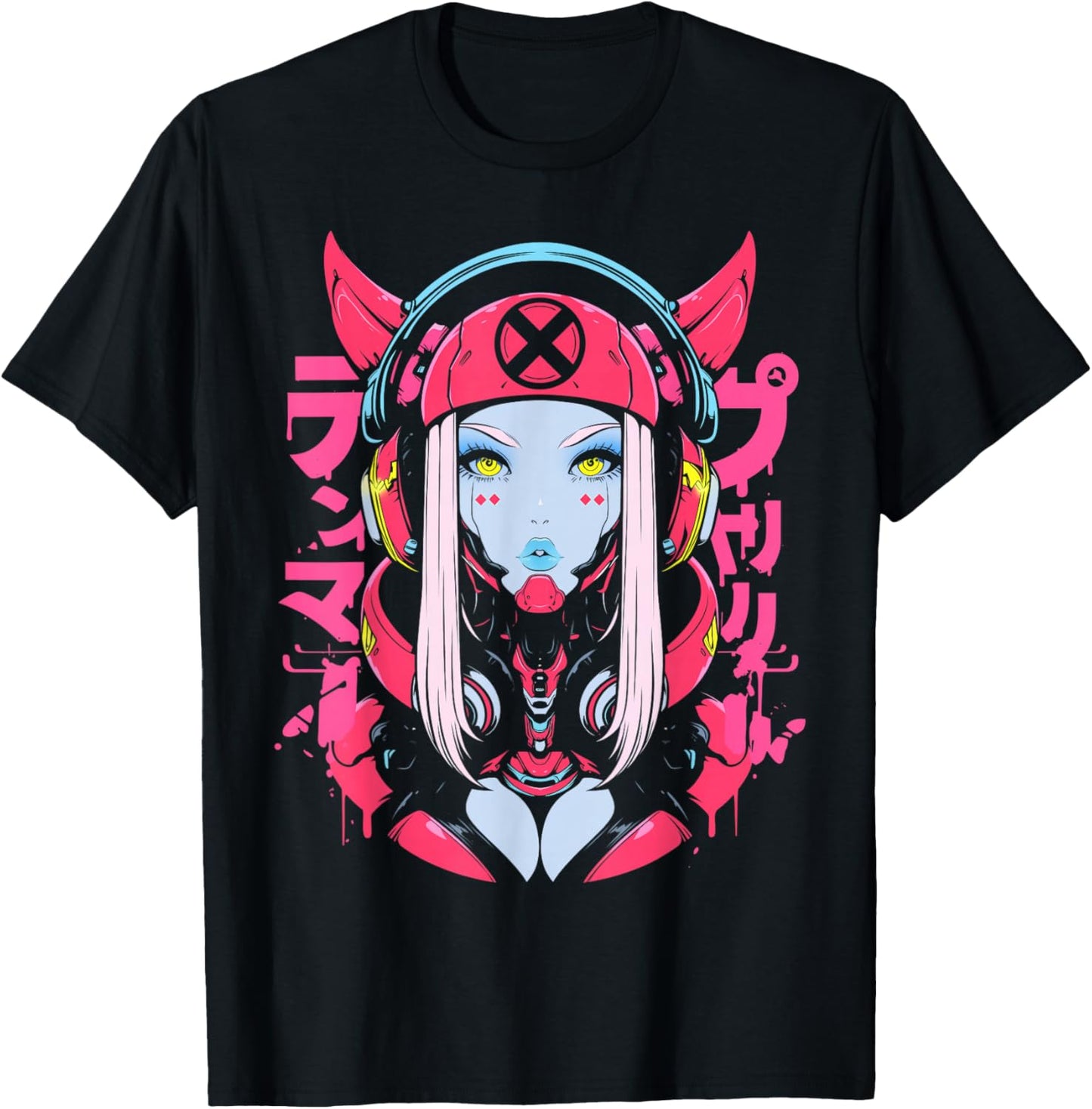 Anime Manga Cyberpunk Aesthetic Techwear Harajuku Waifu T-Shirt - T-Shirt | Black