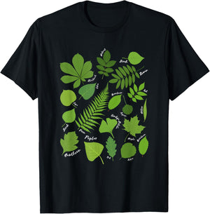 Different Types of Tree Leaves Common Leaves Nature Lovers T-Shirt - T-Shirt | Black