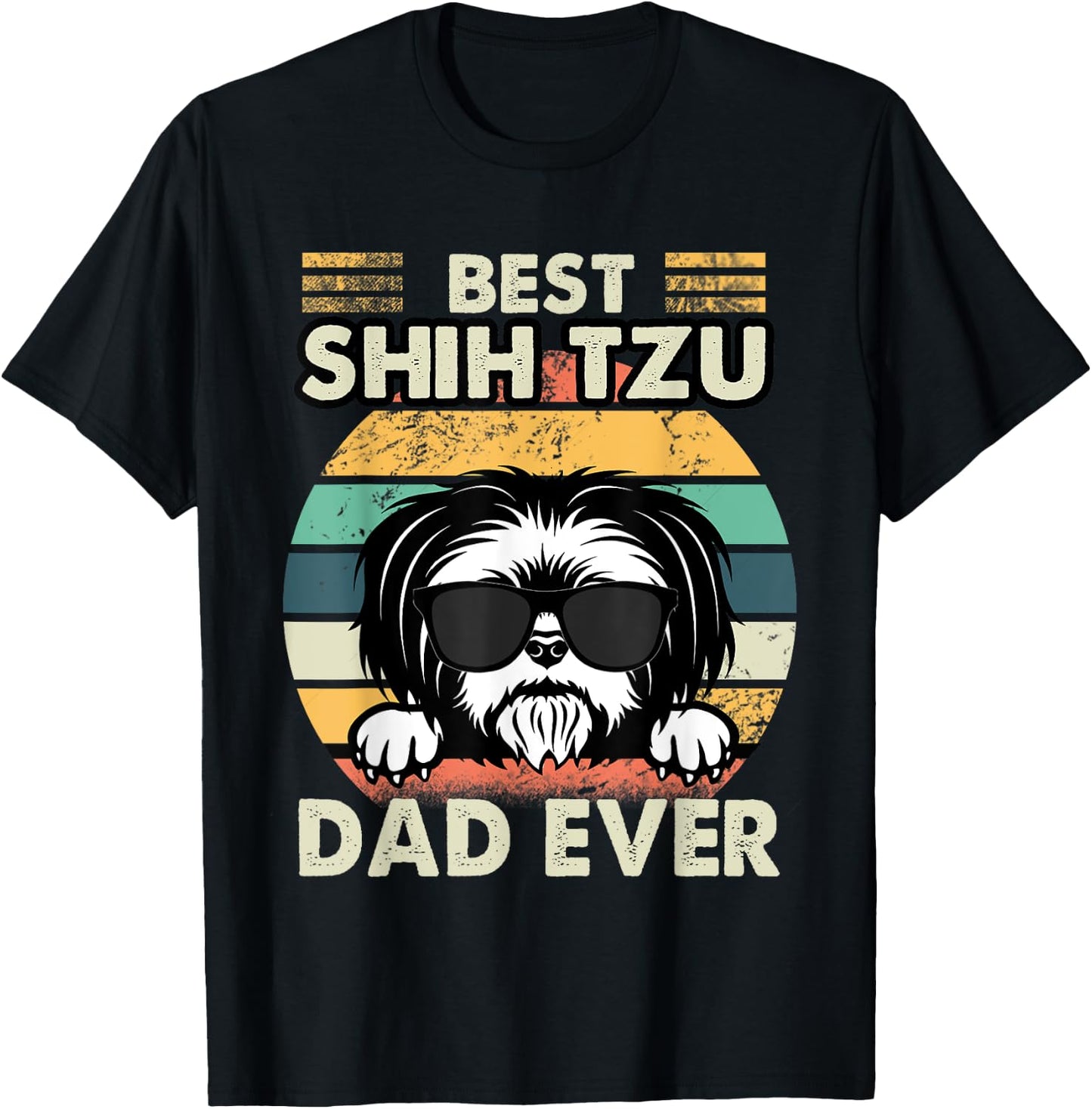Best Shih Tzu Dad Ever Funny Shih Tzu Dad Gift Dog Lover Women Girls Kids T-Shirt - T-Shirt | Black