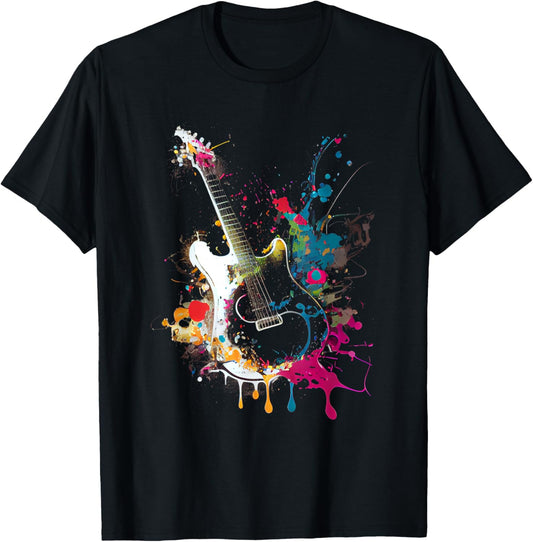 Guitar Design Colourful Musician Guitar Gift Guitarist T-Shirt - T-Shirt | Black