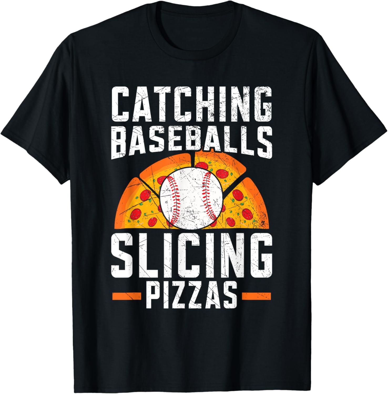 Pizza Baseball Player Baseball Lover Sport Italian Food T-Shirt - T-Shirt | Black