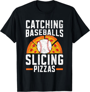 Pizza Baseball Player Baseball Lover Sport Italian Food T-Shirt - T-Shirt | Black