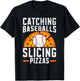 Pizza Baseball Player Baseball Lover Sport Italian Food T-Shirt - T-Shirt | Black