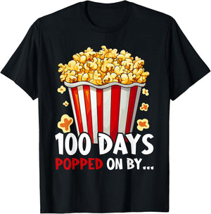 100th Day Of School 100 Days Popped On By Popcorn T-Shirt - T-Shirt | Black