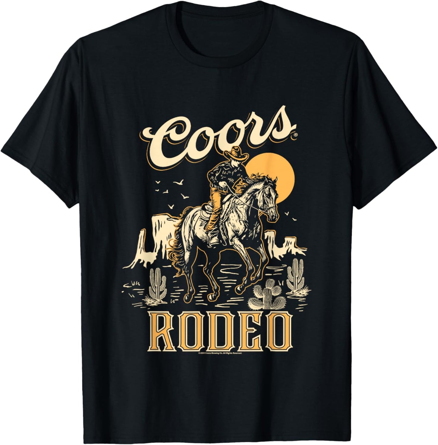 Coors Brewing Company Rodeo Vintage Outline Big Chest Poster T-Shirt - T-Shirt | Black